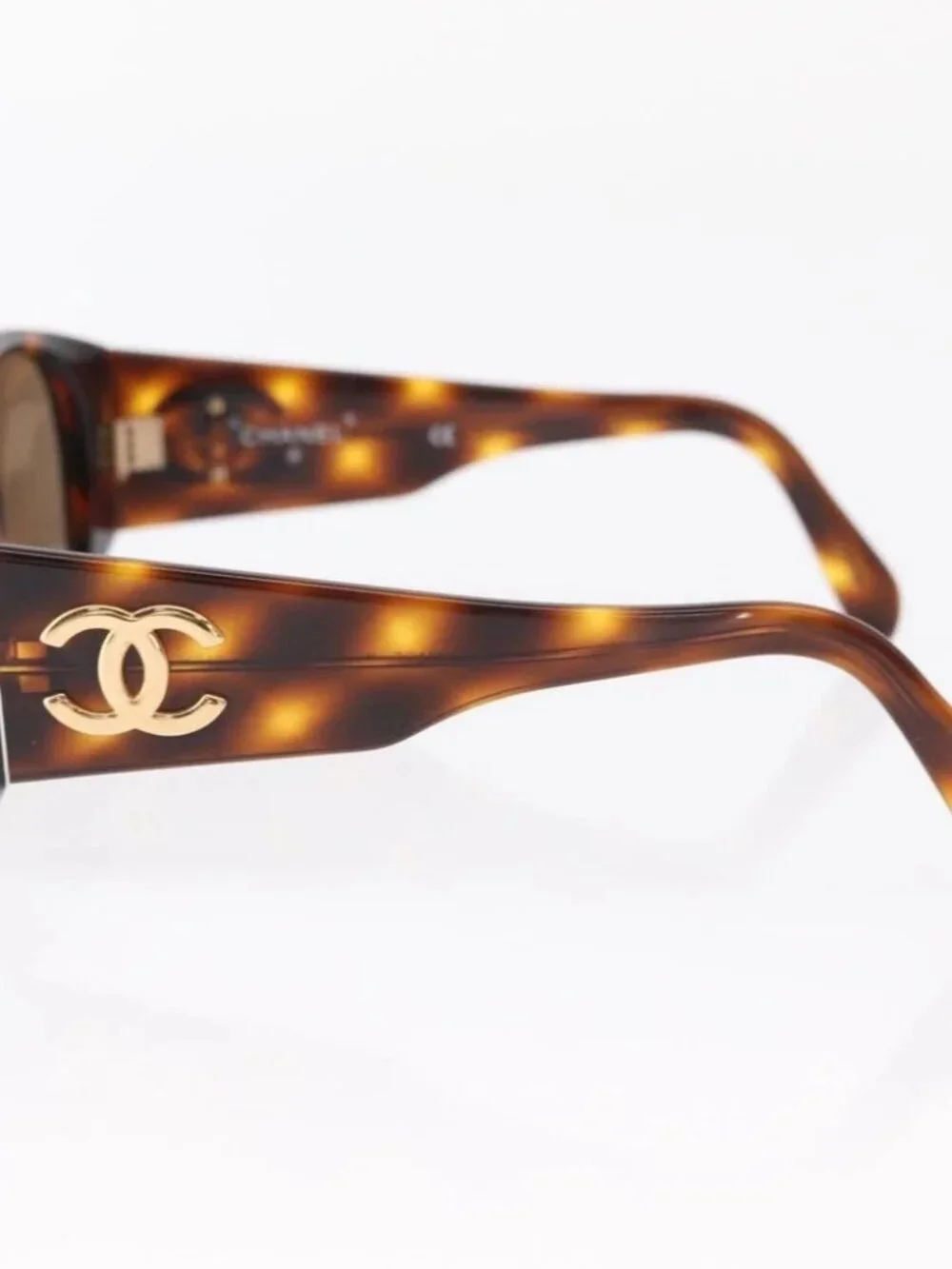 CHANEL Sunglasses Plastic Brown CC Auth 153000